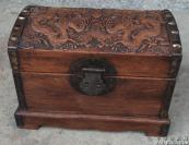 收藏花梨木老木器精雕细刻双龙戏珠珍宝盒