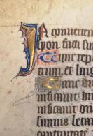 1430左右 中世纪泥金写本《时祷书》一叶，羊皮纸，手写，泥金装饰，18个镶金首字母！金光闪闪，五彩斑斓。