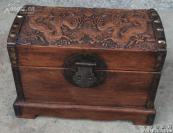 老木器精雕细刻双龙戏珠珍宝盒 书盒 收纳箱老家具收藏