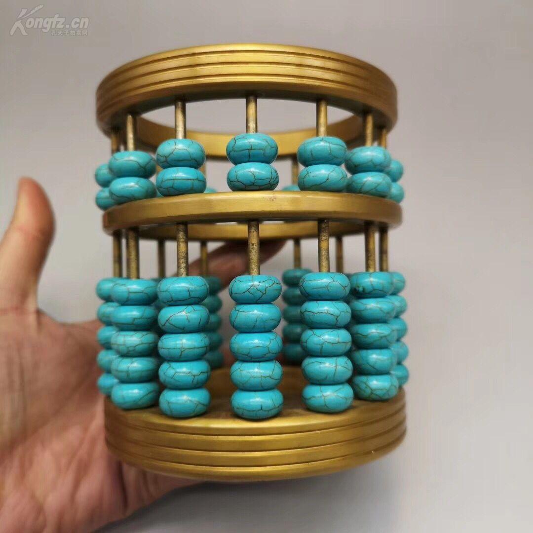 纯铜黄铜绿松石笔筒