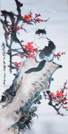 国画梅花与猫【纯手绘】
