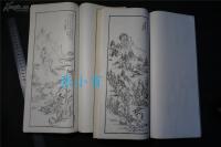 【木刻中国古画，古画谱】，1885年《名迹撮要》（两册4卷全，品佳）——红色印章均为手打。精美版画册【 内收山水版画百幅，刊印精美，线条流畅。】大开本37*17，和刻