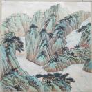 手绘四尺斗方山水画