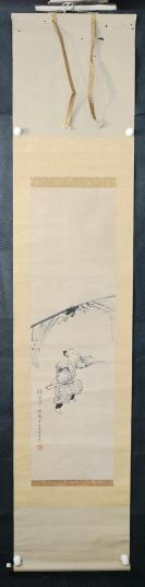 【日本回流】原装旧裱 佚名 人物水墨作品 一幅（纸本立轴，画心约2.5平尺）HXTX520635