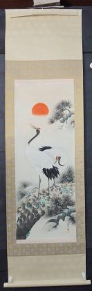 【日本回流】原装旧裱 应石 水墨作品一幅（绢本立轴，画心约3.9平尺，钤印：应石）HXTX523069