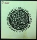 德国艺术家aus der bucherei早期木刻藏书票献花的鱼鹰