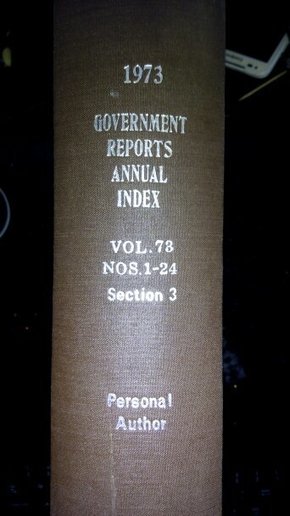 G0VERNMENT  REP0RTS  ANNUAL  lNDEX  V0L.73  N0S.1一24  Section  3  (内部交流  美国政府报告1973年年度索引“个人作者索引”
