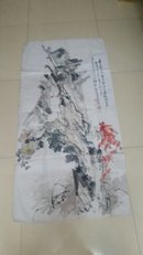 徐兆彬画（上款乾庭，戊午年1942年，尺寸68.5乘以136.5）（保真）