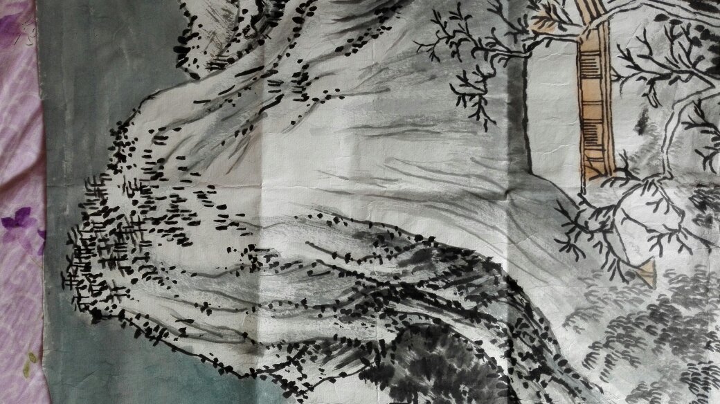 林墨宇，江峡书画院副院长，斗方山水（保真）