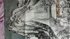 林墨宇，江峡书画院副院长，斗方山水（保真）