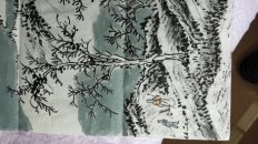 林墨宇，江峡书画院副院长，斗方山水（保真）