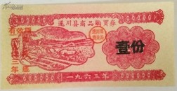 非常稀少购买券～1963年遂川县商品购买券