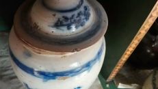 清末民初  青花熊猫图    将军罐  一对高30公分左右