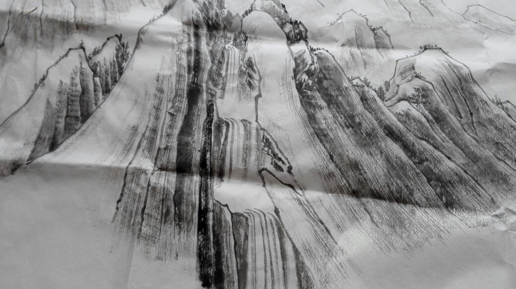 严广法，拍卖记录100万，同篇的是吴冠中15万，关山月5万。严广法传统山水，《四尺观瀑图》（保真）