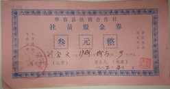 股金券/1983年华容县供销供销社社员