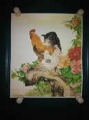 冯英杰国画《金鸡富贵》（一套6张）（金箔画）