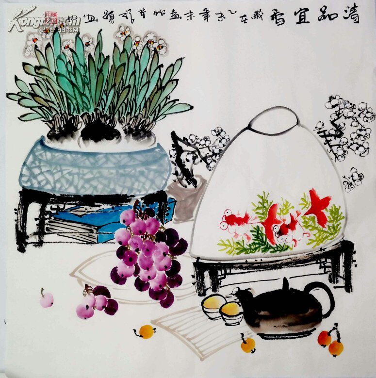 陈宗南，河南省花鸟协会会员，斗方清供图,《清品宜香》