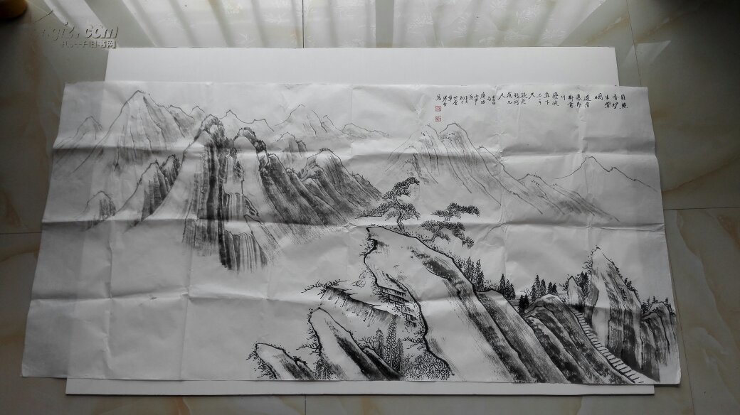 严广法，拍卖记录100万，同篇的是吴冠中15万，关山月5万。严广法传统山水，《四尺观瀑图》（保真）