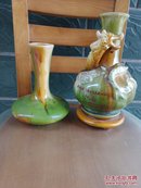 陶器瓷器窑变釉彩赏瓶花瓶摆件龙造型 2件合售