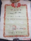 B4967 1956年广州私立泽江小学毕业证（带毛头）