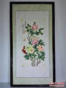 中央美院凌雪老师作品《花开富贵》名家工笔画(宫庭画)是馈赠亲友首选之礼品(3尺竖幅未裱47㎝x95㎝)