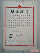 重庆 毕业证书 系列：1958年 重庆市第四十初级中学校《毕业证书》1张（学生  魏芳玉 15岁  照片 压钢印及红印） 盖有 校长   印章。