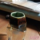 早期酱釉六边形鸟食罐