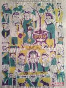 山东曹州木版年画-公元二00三年节气表羊年聚宝盆.灶君府.老灶爷