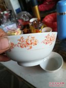 60年代景德镇彩绘花卉小碗2个