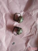 清代镶宝石耳环一对