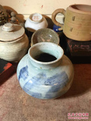 清早期青花福字小罐，民窑精品，釉水流淌，敦朴厚实。