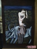 抽象牛美女油画