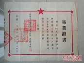 重庆 毕业证书 系列：1951年 工业部五十工厂务实子弟小学分校《毕业证书》1张（学生  任天佑 12岁 ） 盖有 校长   印章。