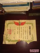 1954年鄂城县人民政府奖状（带毛像 品相差）
