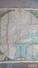 现货 national geographic美国国家地理地图1939年4月纽约河段图(折叠处略有发黄开裂，无缺损)