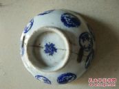 清代青花茶碗上有锯子
