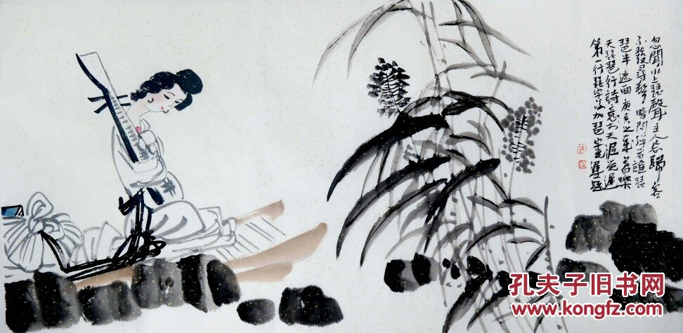 点击查看原图 【保真】陈冬至,天津美院教授,现场作品,在郑州大学美术学院庆典时画的,四尺整张人物《琵琶女》