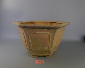 清代六方紫砂花盆