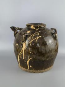 清褐釉炫纹大酒壶