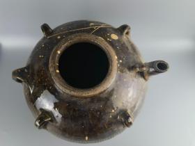 清褐釉炫纹大酒壶