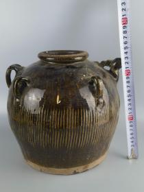 清褐釉炫纹大酒壶