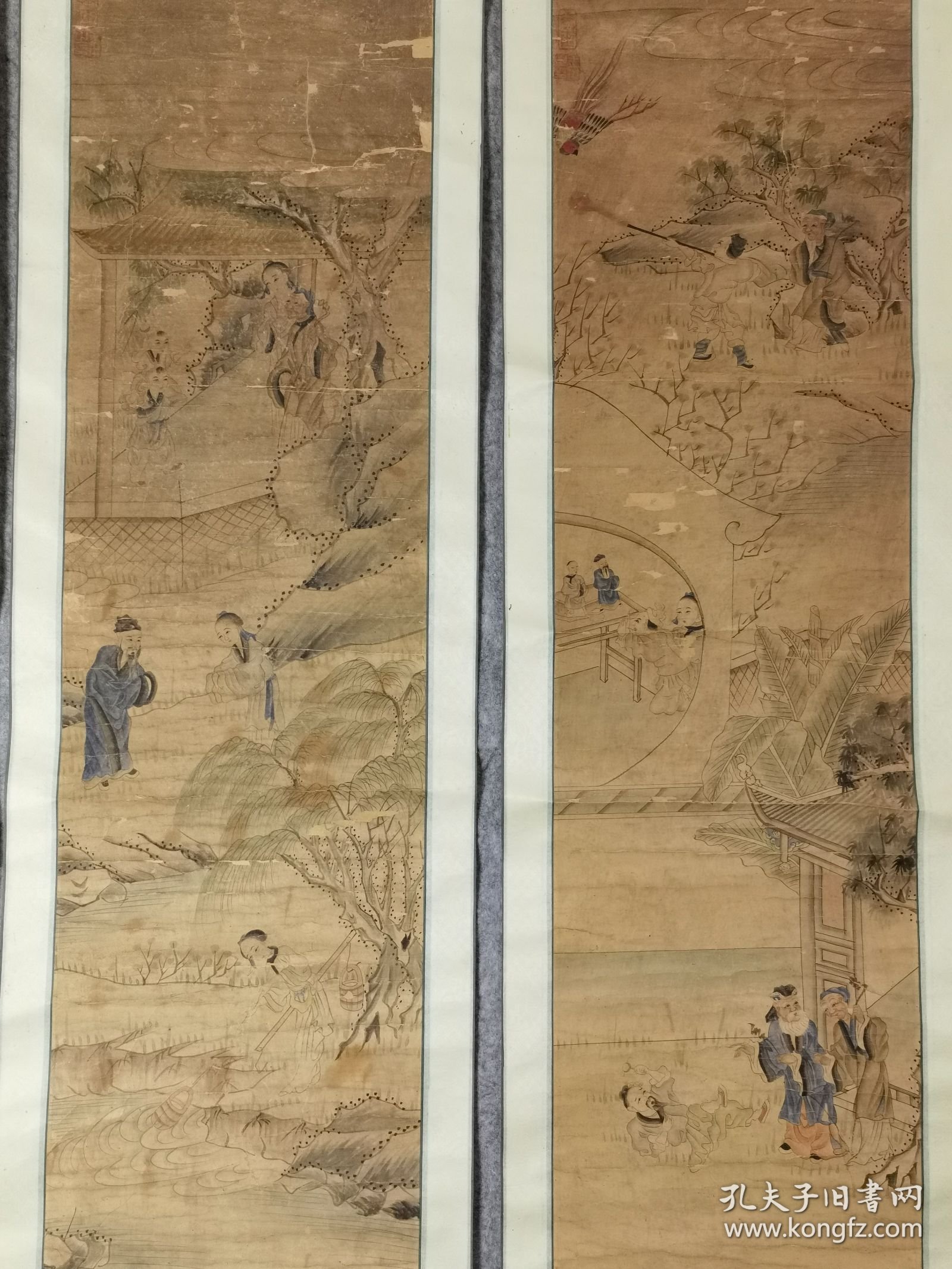 清王琳画人物四条屏