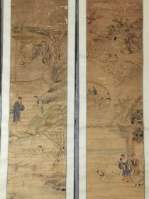 清王琳画人物四条屏