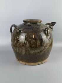 清褐釉炫纹大酒壶