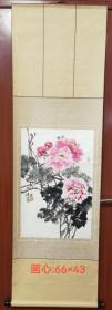 王佳山水墨牡丹花立轴