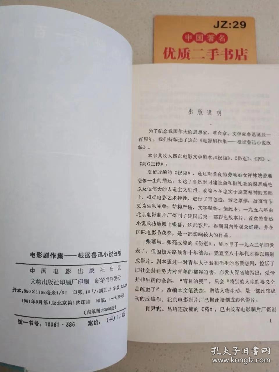 电影剧作集：根据鲁迅小说改编