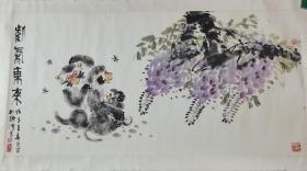 “岭南猴王”画家 方汉青 四尺《紫气东来》（画心：136*68cm）