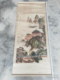 80年代于锦声作，天津杨柳青蓬莱佳境年画，150*53品相