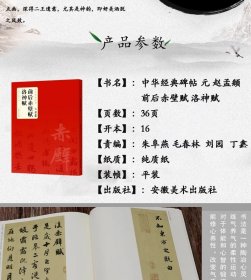 元 赵孟頫 前后赤壁赋 洛神赋 中华经典碑帖 简体旁注 碑帖行书毛笔字帖 附局部放大欣赏 安徽美术出版社   (正版新书包邮 )