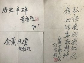 浙江浦江黄-穗（革命先辈）资料：张振铎（浦江籍大画家）信件两件、浦江张纪-恩（原中共中央-机要主任）、冯朝军（冯沾儒之子，冯雪峰族侄）毛笔信件三页、黄-穗毛笔题词和信件手稿、丈夫胡成放及相关党史等史料一组